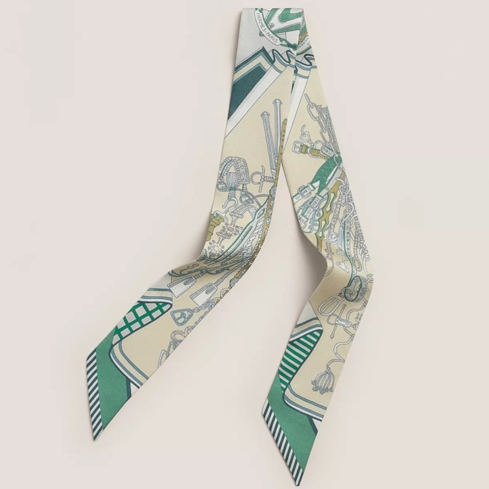 Authentic Hermes Silk Twilly Scarf-headband, wrist band, necktie, handbag decor